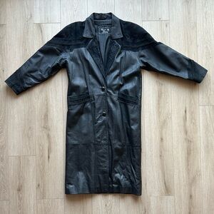 Vintage black leather coat